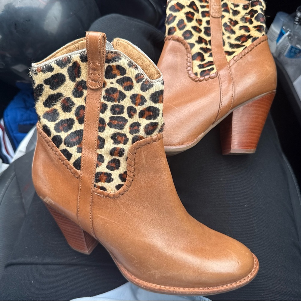 Jack Rogers Brown and Leopard Ankle Boots